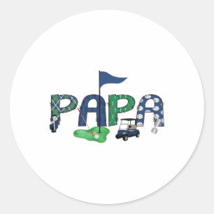 Papa Of The Birthday Boy Hole In One Golf Sport Ma Classic Round Sticker