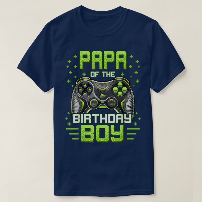 Papa of the Birthday Boy Matching Video Game Birth T-Shirt (Design Front)