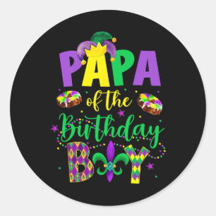 Papa Of The Birthday Boy Shirt Mardi Gras Daddy Pa Classic Round Sticker
