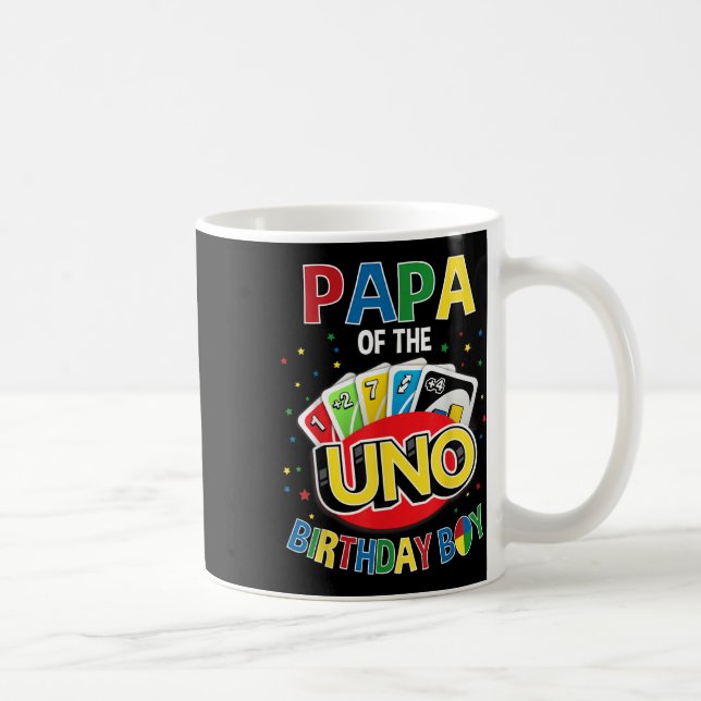 Papa Of The Birthday Boy Uno Game B-day Family Par Coffee Mug (Right)