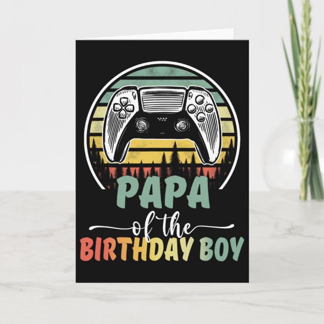 Papa Of The Birthday Boy Video Gamer Matching Fami Card (Front)