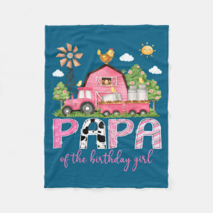 Papa of the birthday girl pink cow farm truck fleece blanket