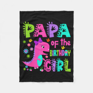 Papa of the birthday girl saurus rex dinosaur fleece blanket