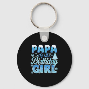 Papa Of The Birthday Girl Snowflakes Themed Matchi Key Ring