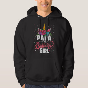 Papa Of The Birthday Girl Unicorn Girls Family Mat Hoodie