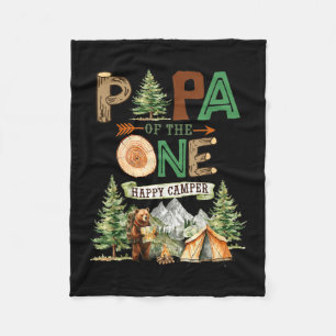 Papa of the one happy camper 1st birthday camping  fleece blanket