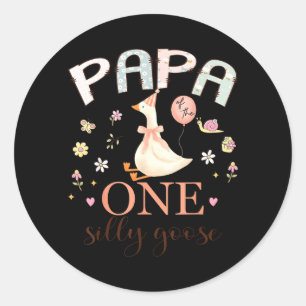 Papa of The One Silly Goose 1st Birthday Girl Classic Round Sticker