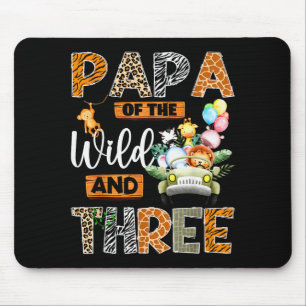 Papa Of The Wild And Three 3rd Birthday Boy Safari Mouse Pad