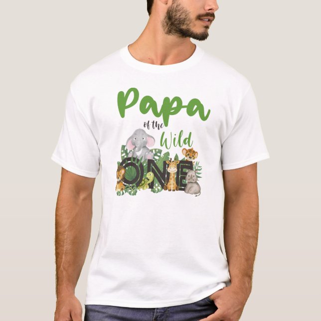 Papa of the Wild One Matching Family Safari  T-Shirt (Front)