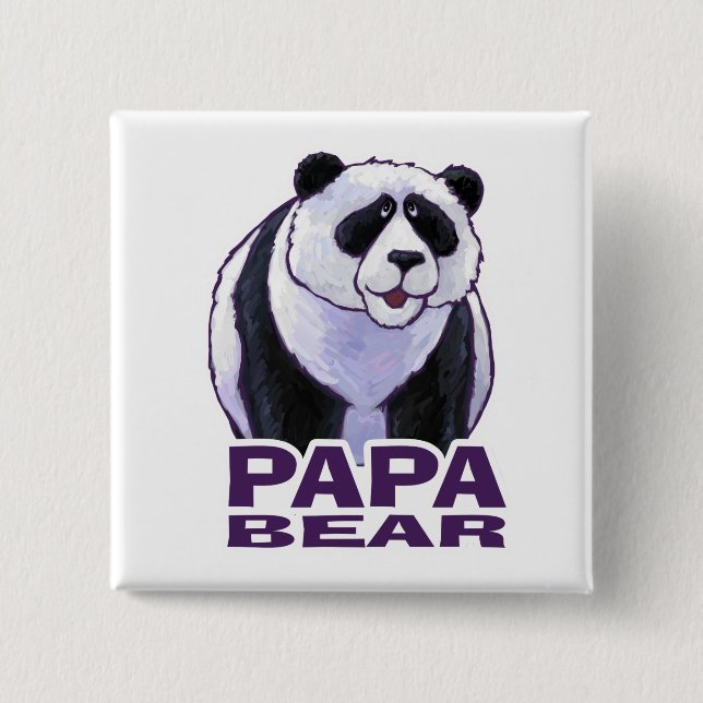Papa Panda Bear 15 Cm Square Badge (Front)