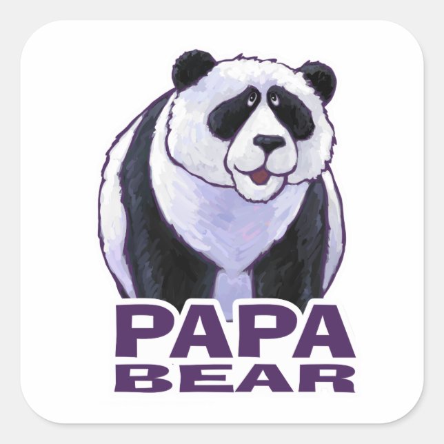 Papa Panda Bear Square Sticker (Front)