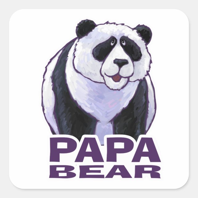 Papa Panda Bear Square Sticker (Front)