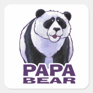 Papa Panda Bear Square Sticker