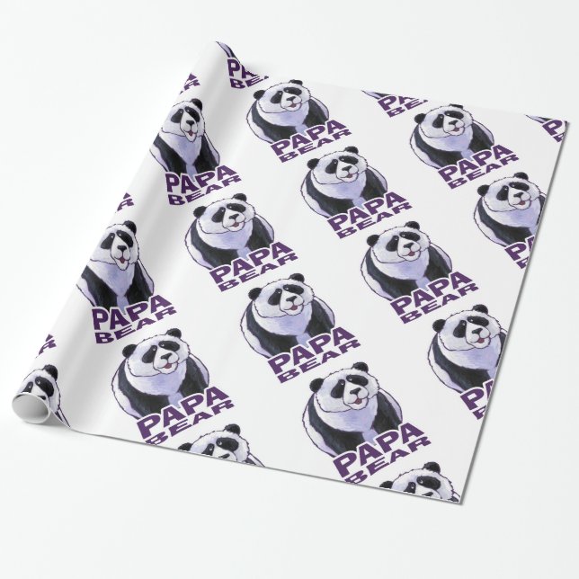 Papa Panda Bear Wrapping Paper (Unrolled)