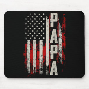 PAPA Patriotic Grandpa American Flag Fathers Day Mouse Pad