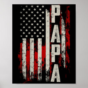 PAPA Patriotic Grandpa American Flag Fathers Day Poster