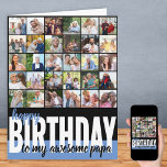 Papa Photo Collage 31 Picture Happy Birthday Card<br><div class="desc">Create your own big happy birthday card. The photo template is ready for you to add 31 of your favorite pictures, 30 of which are displayed in square / instagram format in a simple grid style photo collage and the main one is in frameworthy portrait format on the inside. The...</div>