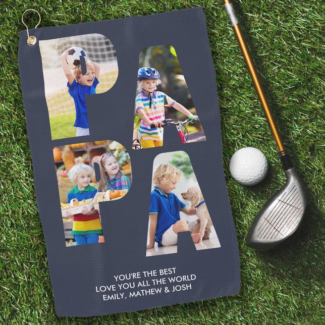 PAPA Photo Collage Letter Cutout Personalised Golf Towel (Creator Uploaded)
