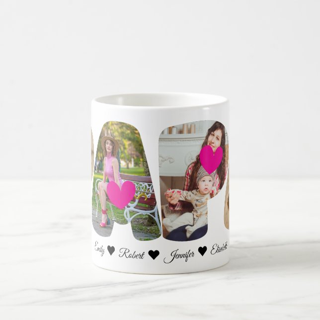PAPA Photo Collage Mug with Heart - Perfect Gift (Center)