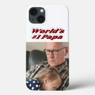 Papa photo with burgundy text iPhone 13 case