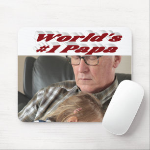 Papa photo with burgundy text mouse pad