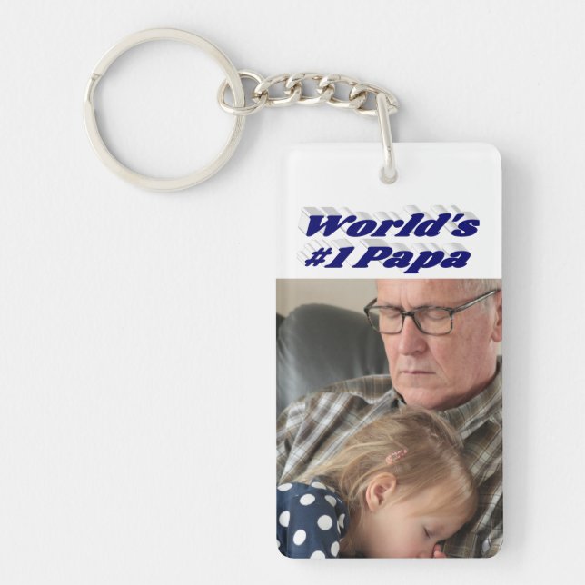 Papa photo with dark blue text    key ring (Front)