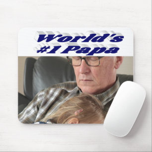 Papa photo with dark blue text mouse pad