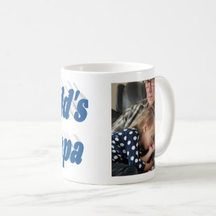 Papa photo with sea blue text  coffee mug