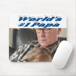 Papa photo with sea blue text mouse pad