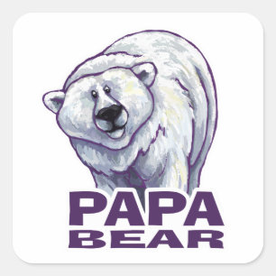 Papa Polar Bear Square Sticker