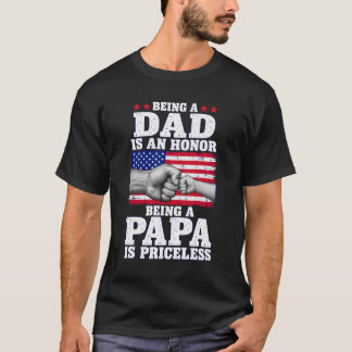 Papa Pride American Flag Father Child T-Shirt