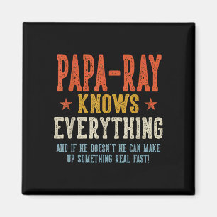 Papa-ray knows everything father's day retro magnet