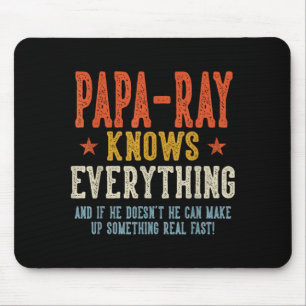 Papa-ray knows everything father's day retro mouse pad
