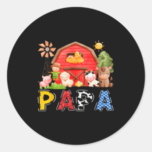Papa Red Farm Cow Birthday Boy Matching Family Par Classic Round Sticker