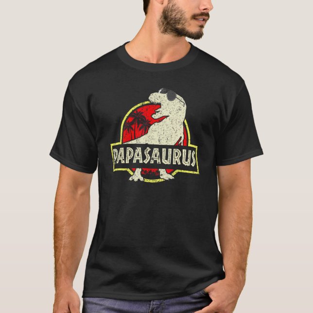 Papa Saurus Dinosaur Papasaurus Rex Family Matchin T-Shirt (Front)