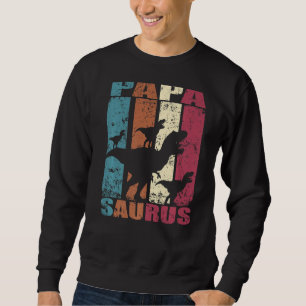 Papa Saurus Dinosaur Triplet Dino Daddy Family Pap Sweatshirt