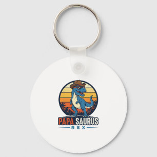Papa Saurus Rex Cowboy Dinosaur Vintage Shirt_1 Key Ring