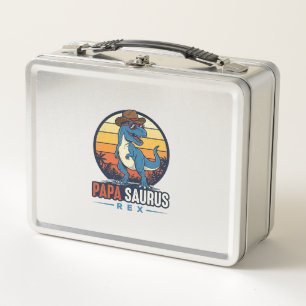 Papa Saurus Rex Cowboy Dinosaur Vintage Shirt_1 Metal Lunch Box