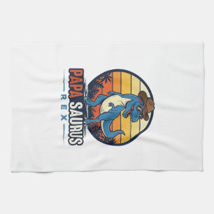 Papa Saurus Rex Cowboy Dinosaur Vintage Shirt_1 Tea Towel