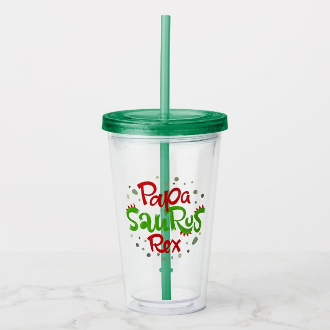 Papa Saurus Rex Graphic Acrylic Tumbler (Front)