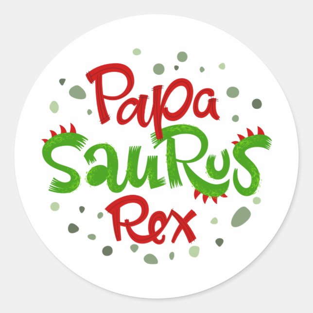 Papa Saurus Rex Graphic Classic Round Sticker (Front)