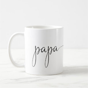 Papa Script Heart   Dad Gift Simple Personalised Coffee Mug