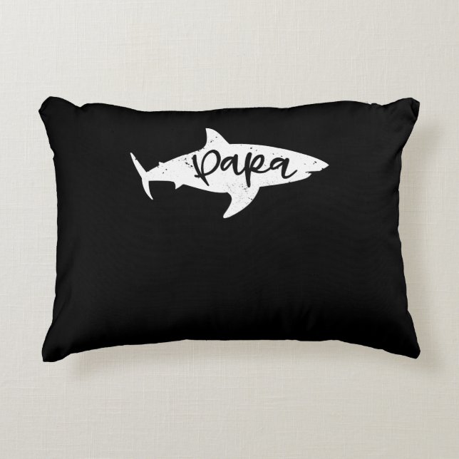 Papa Shark Dad Fin Father Distressed Decorative Cushion (Front)