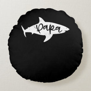 Papa Shark Dad Fin Father Distressed Round Cushion