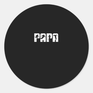 Papa Skier Skiing Dad Ski Cute Christmas Gift Classic Round Sticker