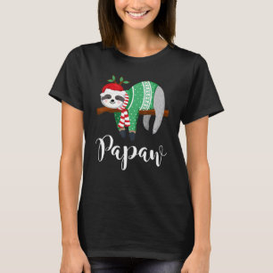 Papa Sloth Santa Hat Christmas Pajama Family 1 T-Shirt
