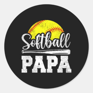 Papa Softball Player Game Day Father's Day Gift  Classic Round Sticker