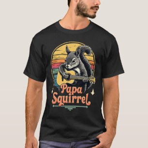 Papa Squirrel Playing Guitar - Retro Music Design T-Shirt