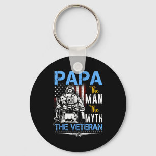 Papa the man myth veteran military - fathers dayPa Key Ring