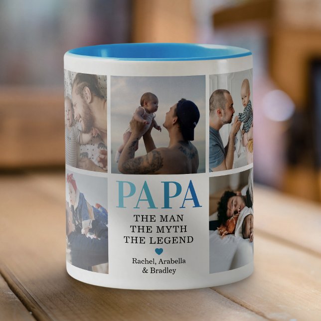 Papa The Man The Myth The Legend Photo Two-Tone Coffee Mug (Creator Uploaded)